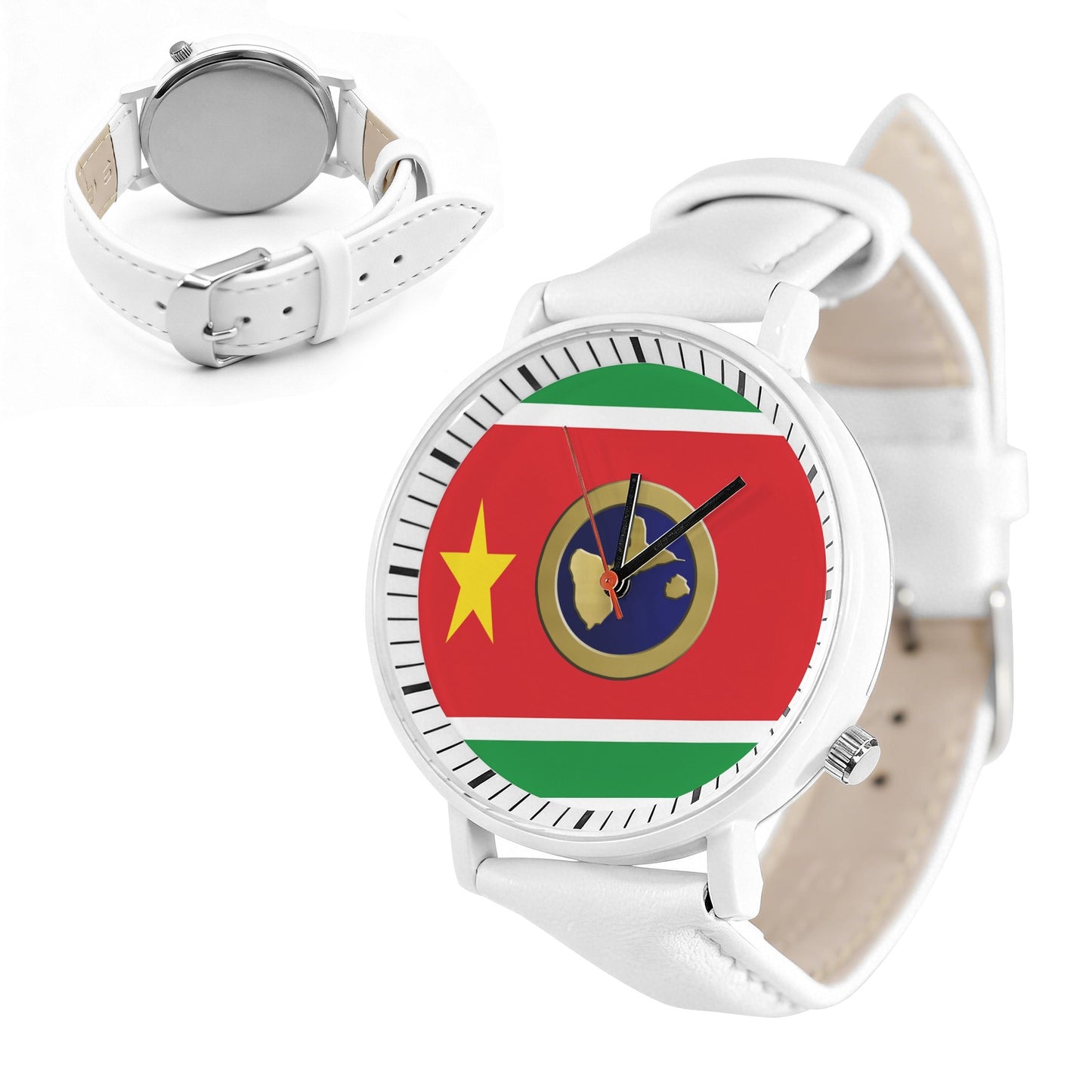 GUADELOUPE Unisex Leather Strap Watch