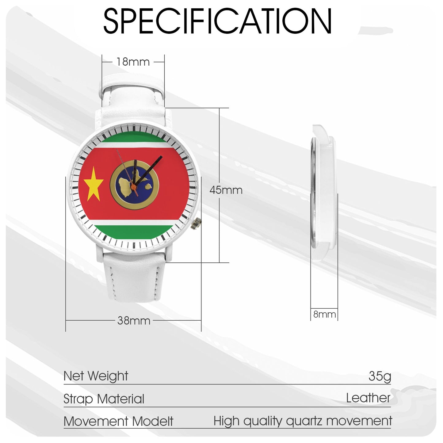 GUADELOUPE Unisex Leather Strap Watch
