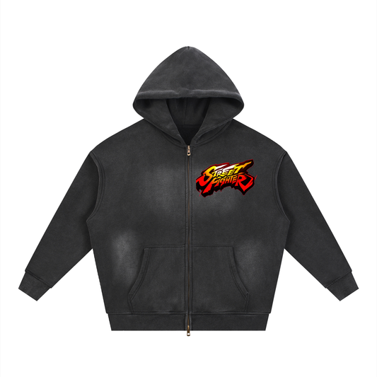 Street Fighter Two-way Zipper Boxy  Hoodie