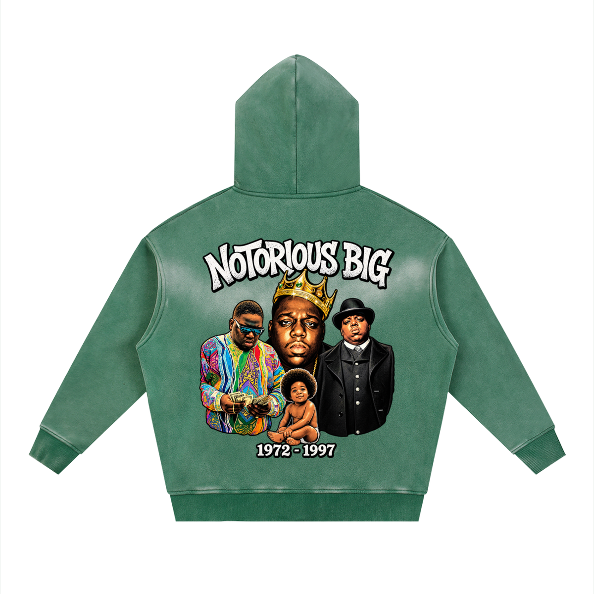 NOTORIOUS BIG Sunfade Two-way Zipper Boxy Fleece Hoodie