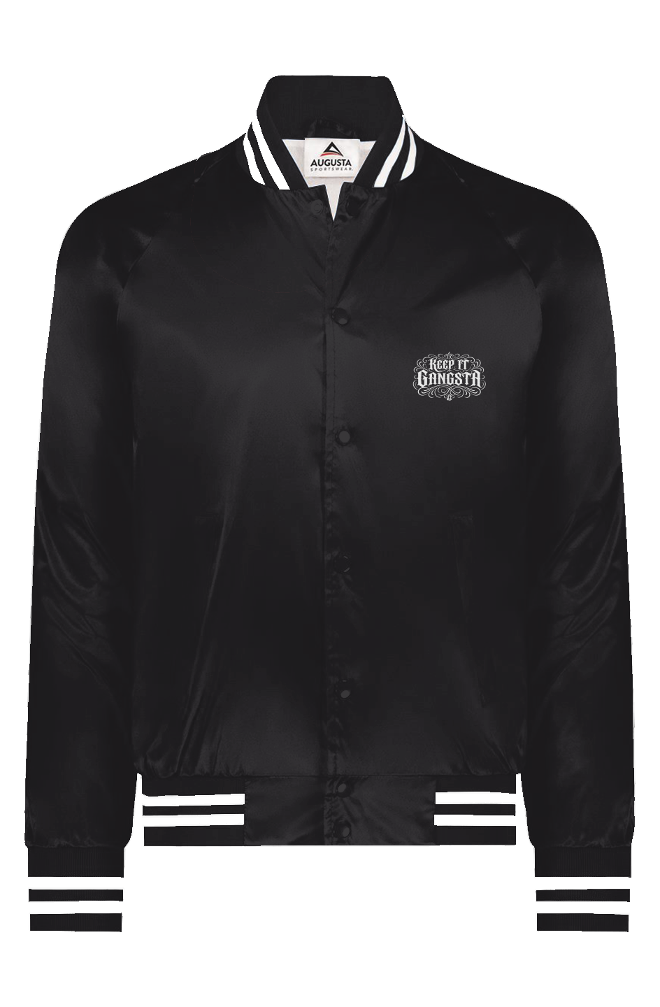 KEEP IT GANSTA Satin Baseball Varsity Jacket
