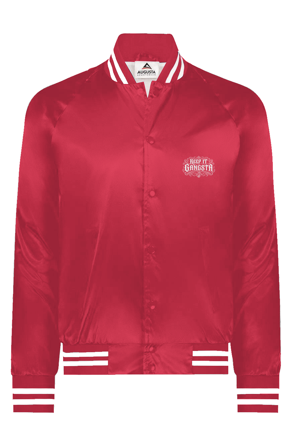 KEEP IT GANSTA Satin Baseball Varsity Jacket