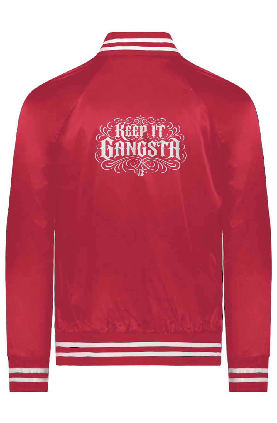 KEEP IT GANSTA Satin Baseball Varsity Jacket