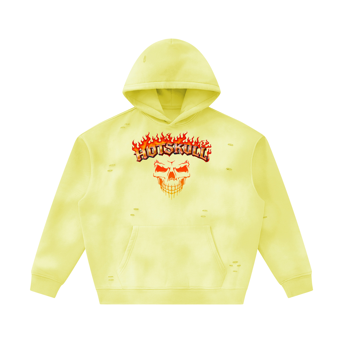 LCC HOTSKULL Unisex Sunfade Frayed Fleece Hoodie