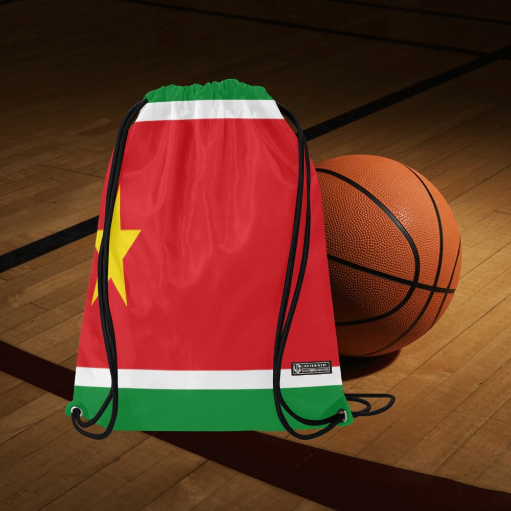 GUADELOUPE FLAG Medium Drawstring Bag (Twin Sides)