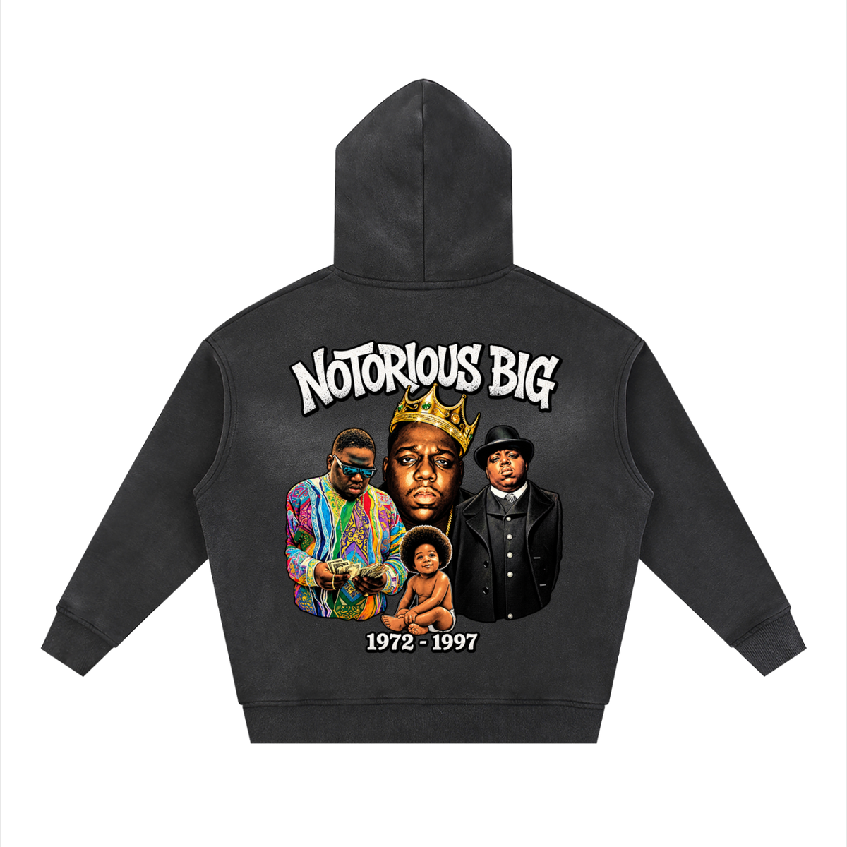 NOTORIOUS BIG Sunfade Two-way Zipper Boxy Fleece Hoodie