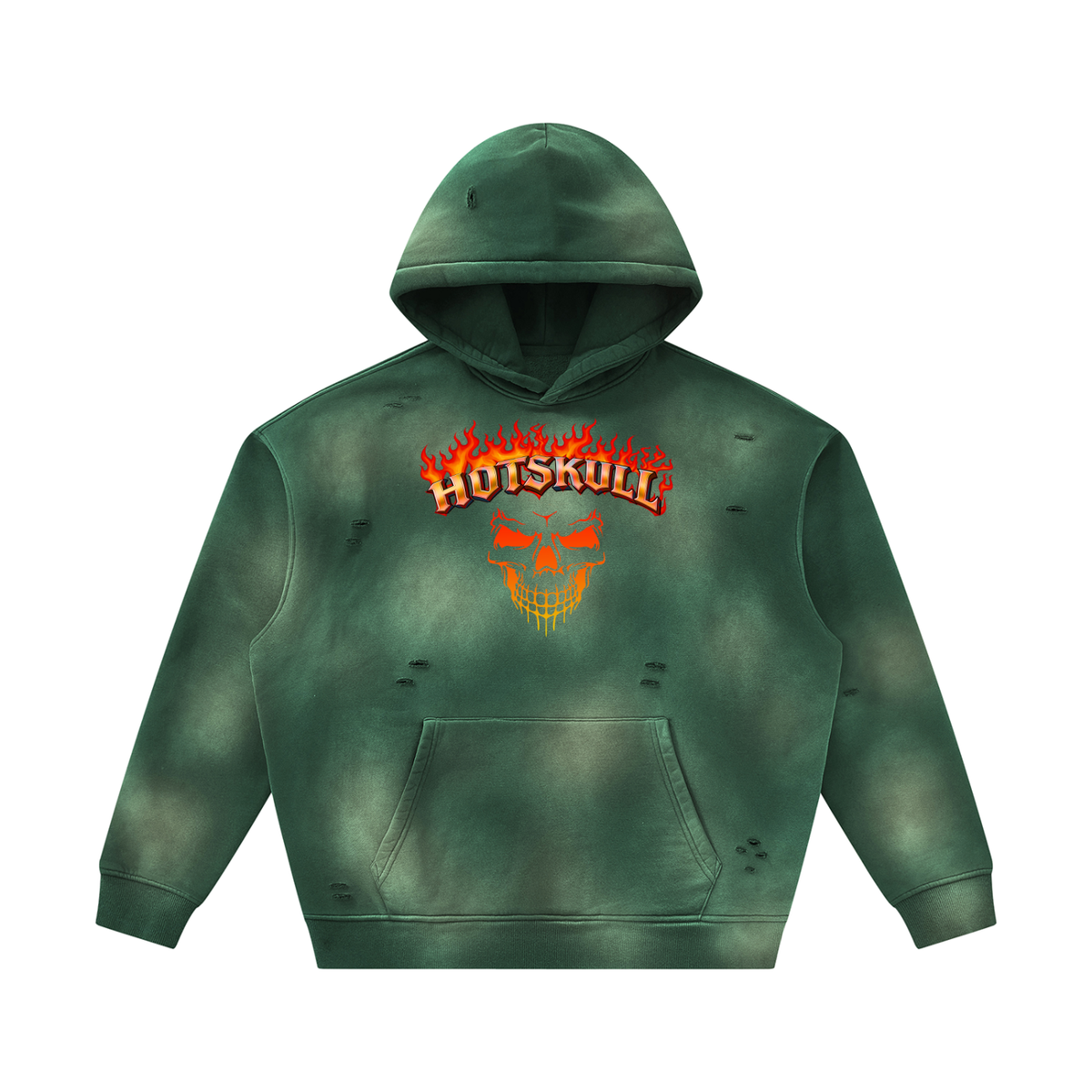 LCC HOTSKULL Unisex Sunfade Frayed Fleece Hoodie