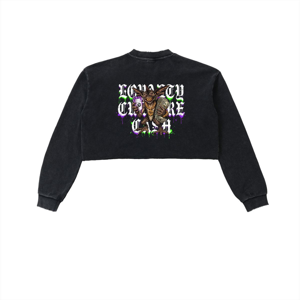 GREMLINS Snow Washed Cropped Sweatshirt