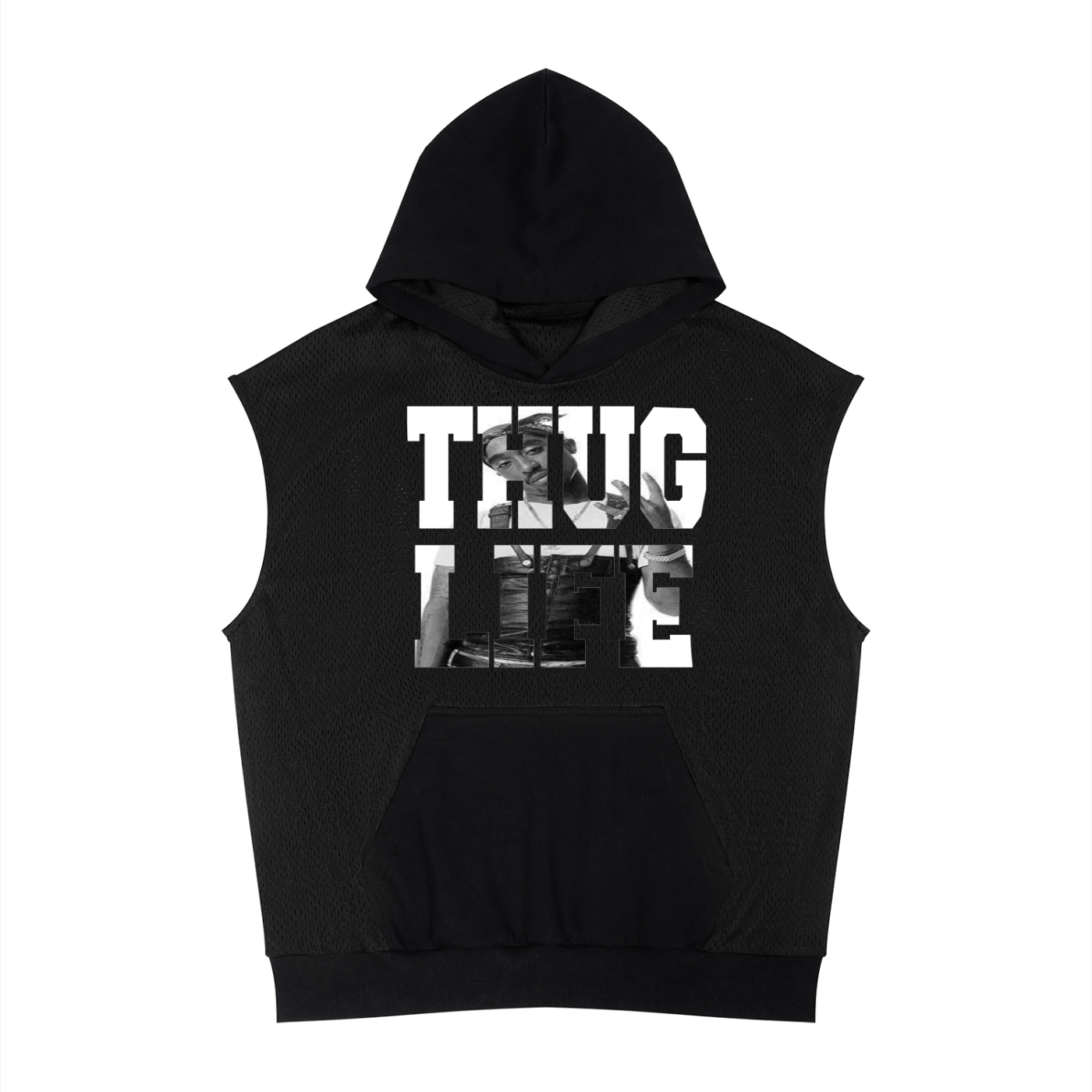SHAKUR Unisex Panel Mesh Sleeveless Hoodie