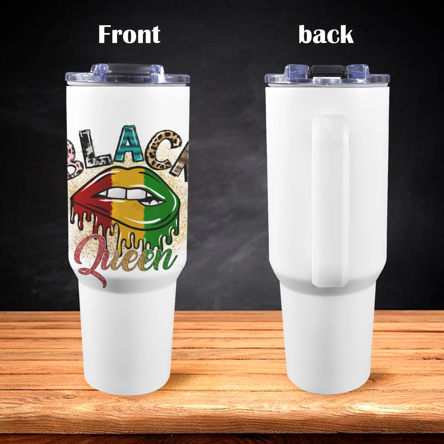 BLACC QUEEN 40oz Tumbler with White Handle