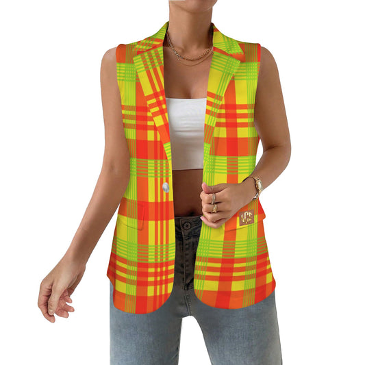 LCC MADRAS Women's Sleeveless Blazer