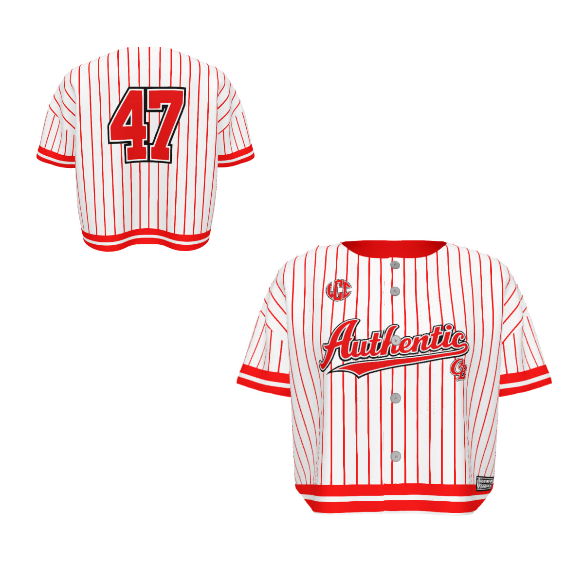 AUTHENTIC LEAGUE WHTRED Women’s Short Sleeve Baseball Jersey