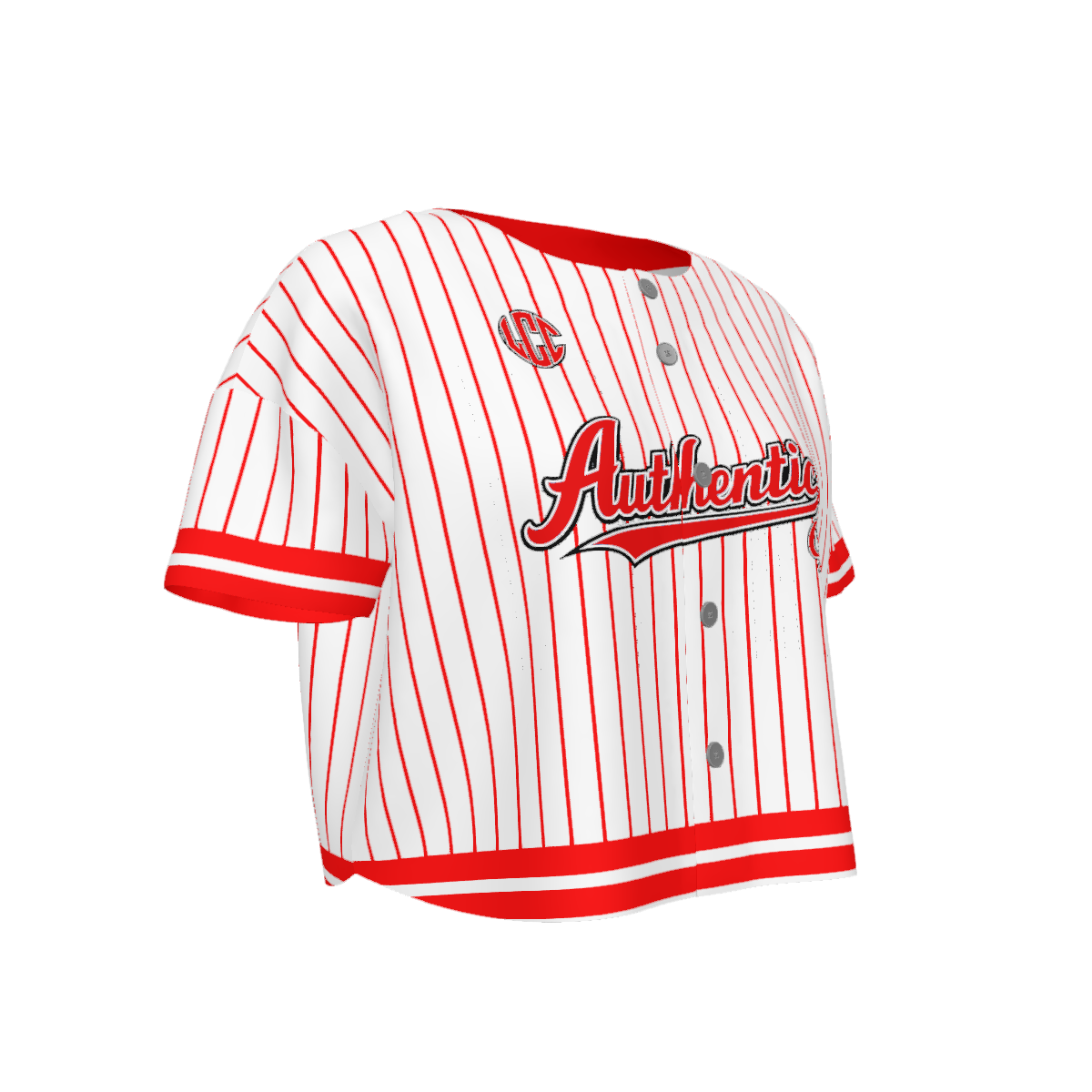 AUTHENTIC LEAGUE WHTRED Women’s Short Sleeve Baseball Jersey