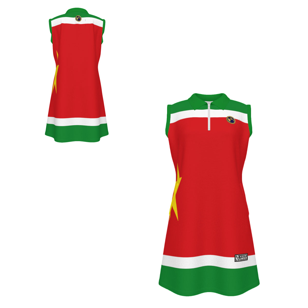 GUADELOUPE Women's Polo Sleeveless Zip Dress With Pockets