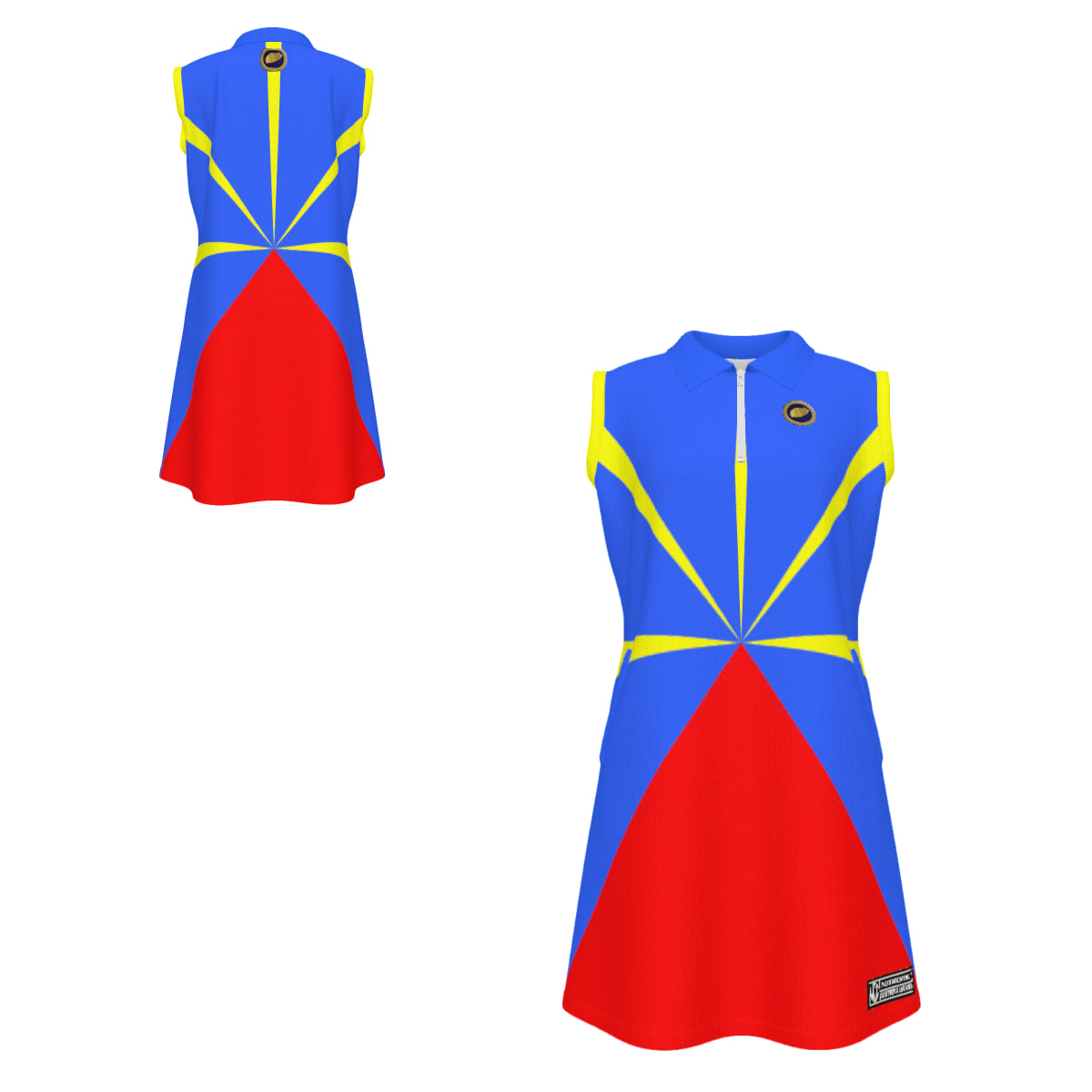 LA REUNION Women's Polo Sleeveless Zip Dress With Pockets