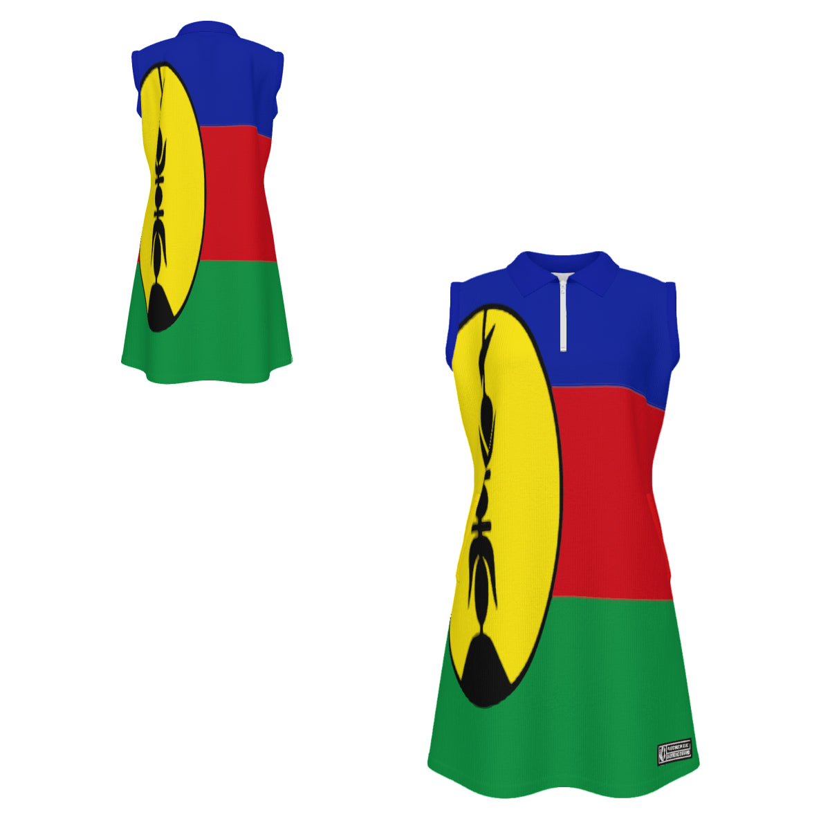 NOUVELLE CALEDONIE Women's Polo Sleeveless Zip Dress With Pockets