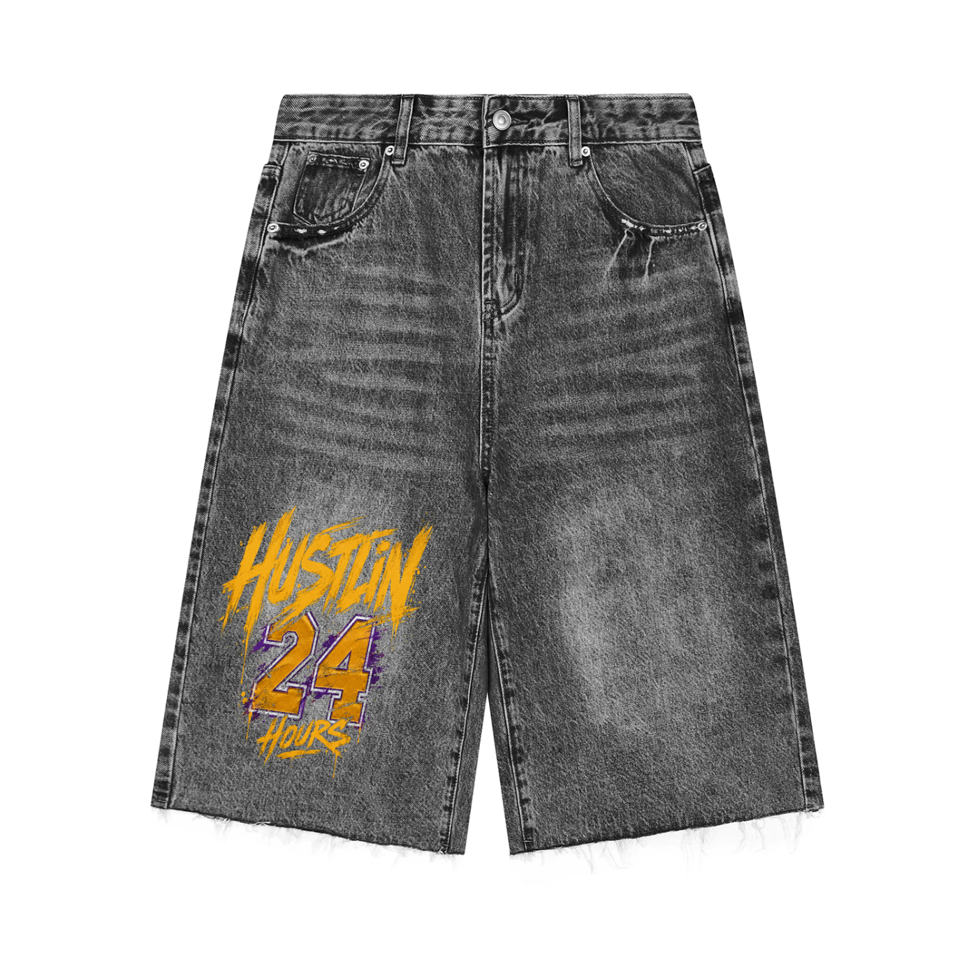 HUSTLIN 24 HOURS Vintage Denim Shorts