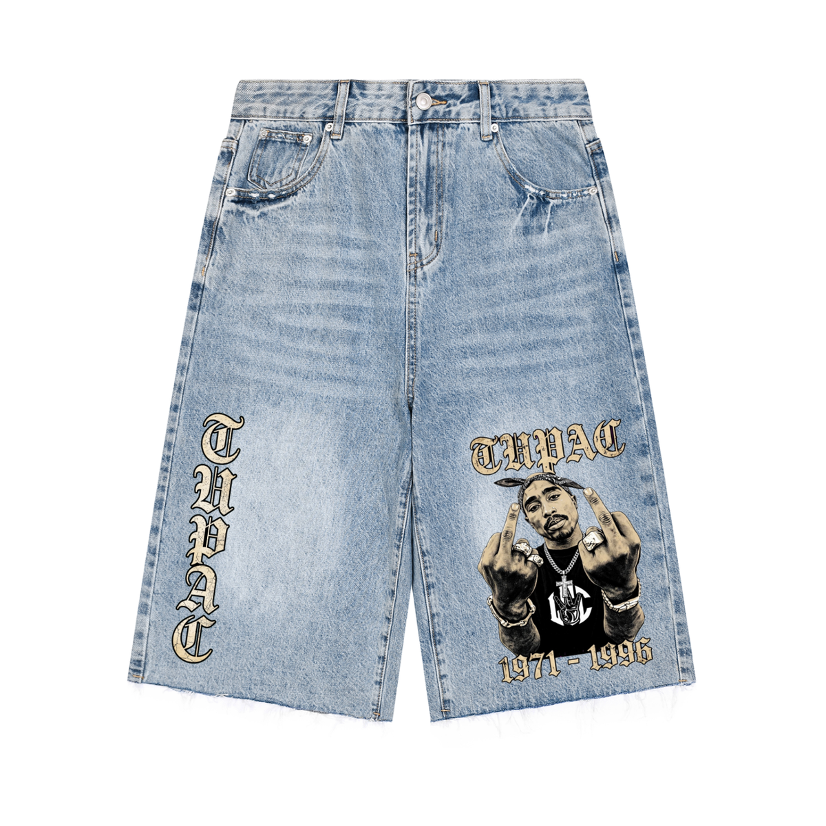 TUPAC Vintage Wide Leg Denim Shorts