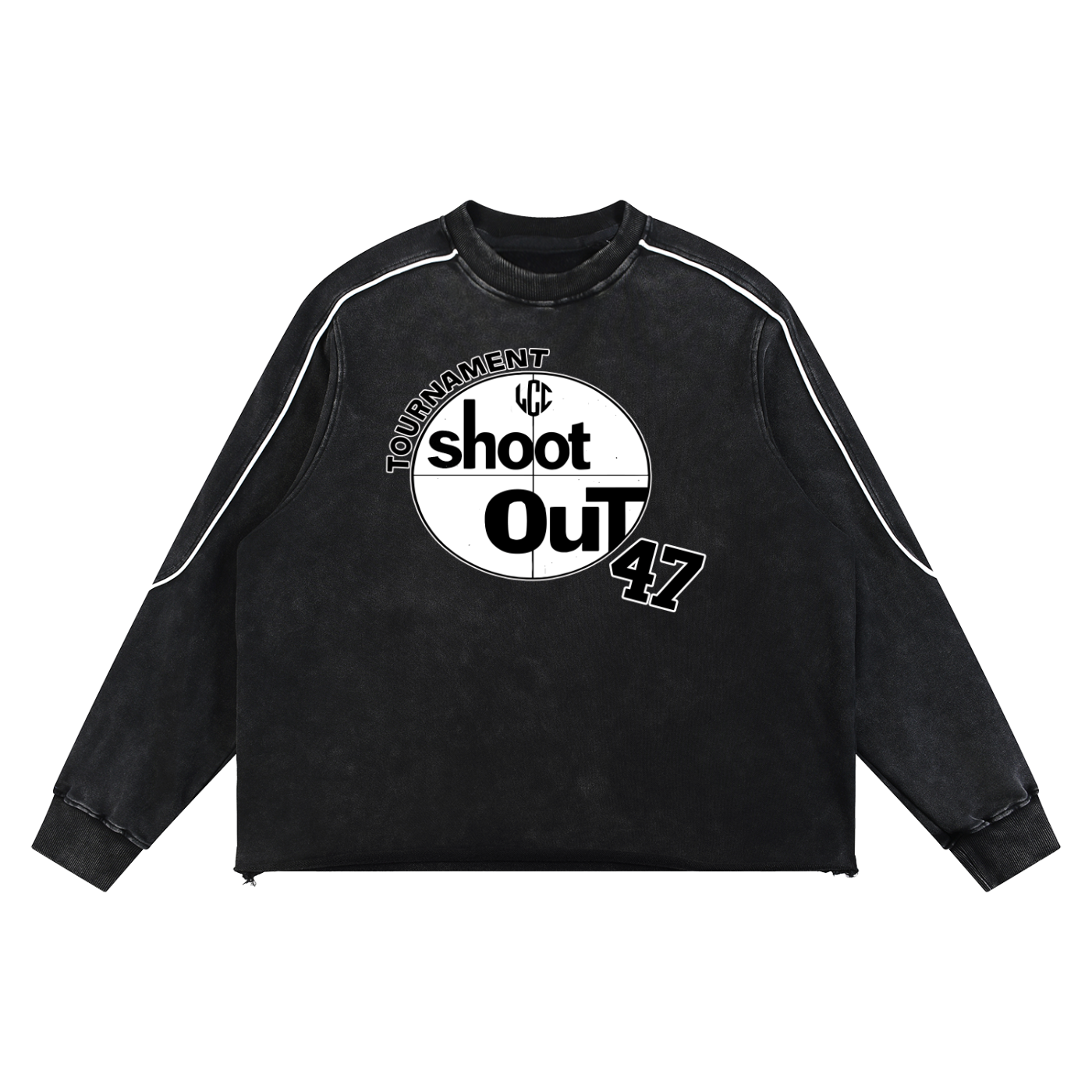 ABOVE THE RIM Mineral Wash Piping Raw Hem Sweatshirt