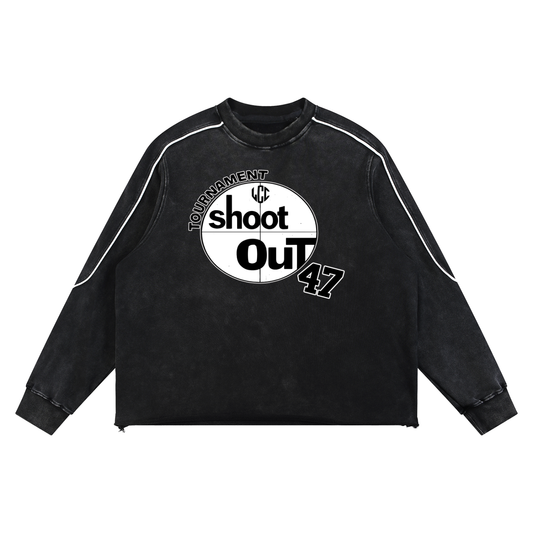 ABOVE THE RIM Mineral Wash Piping Raw Hem Sweatshirt