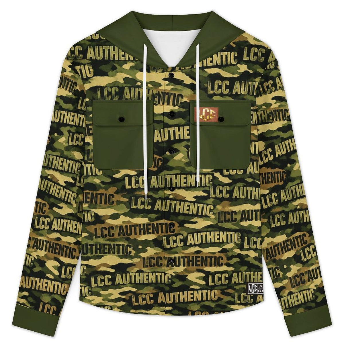 LCC CAMOUFLAGE Men's Long‑Sleeve Hooded Shirt Jacket