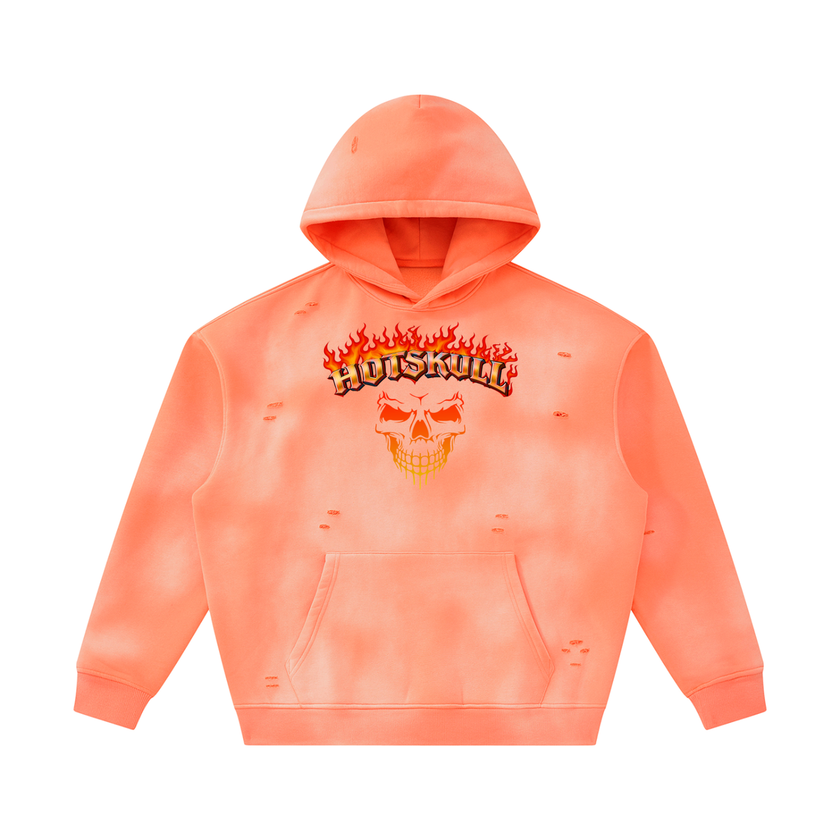 LCC HOTSKULL Unisex Sunfade Frayed Fleece Hoodie