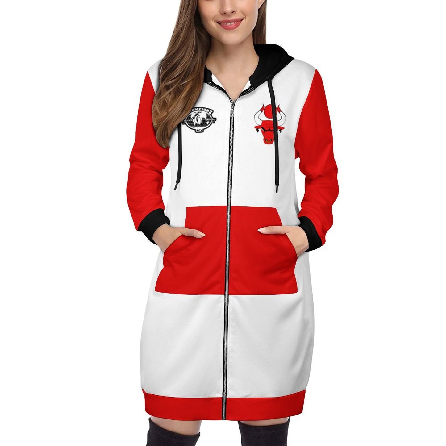 HATHOR BULLS Women's Hooded Sweatshirt Dress