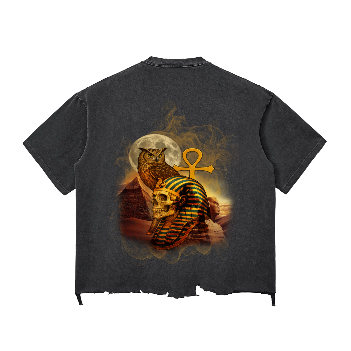 ANCIENT EGYPT Snow Wash Raw-Hem Boxy T-shirt