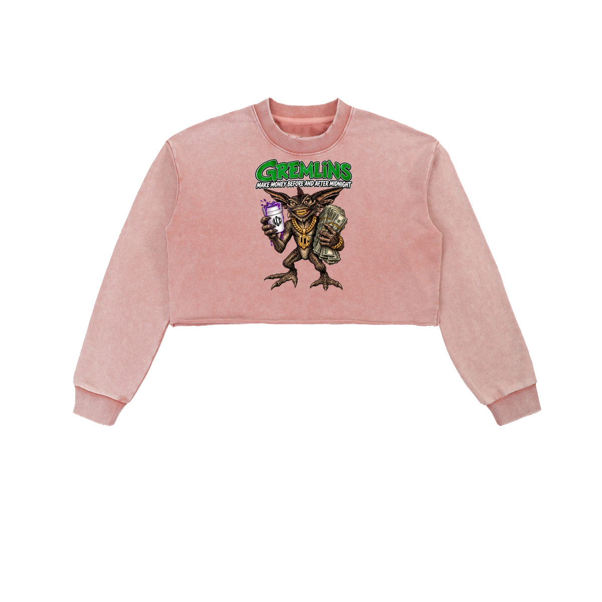 GREMLINS Snow Washed Cropped Sweatshirt