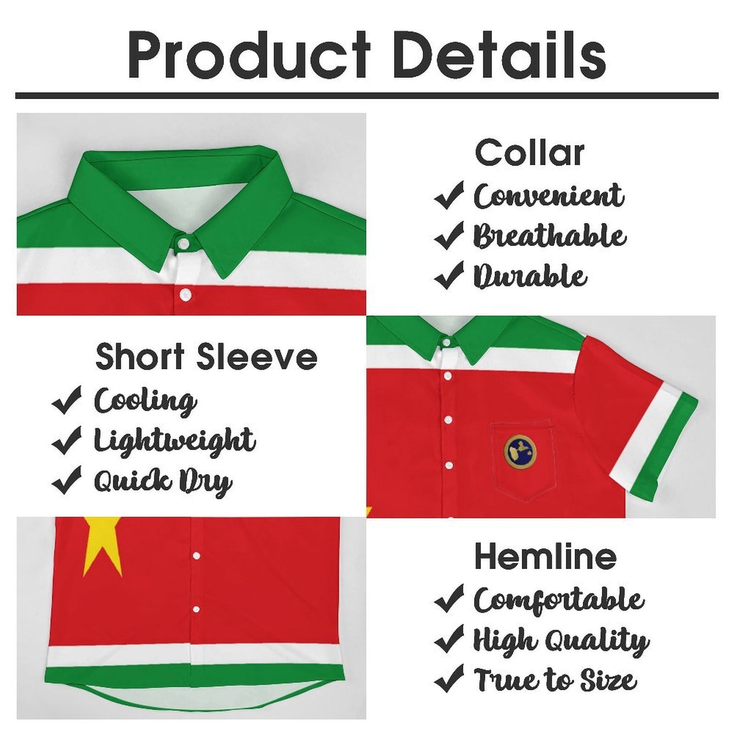 GUADELOUPE Men's Short Sleeve Shirt with Pocket