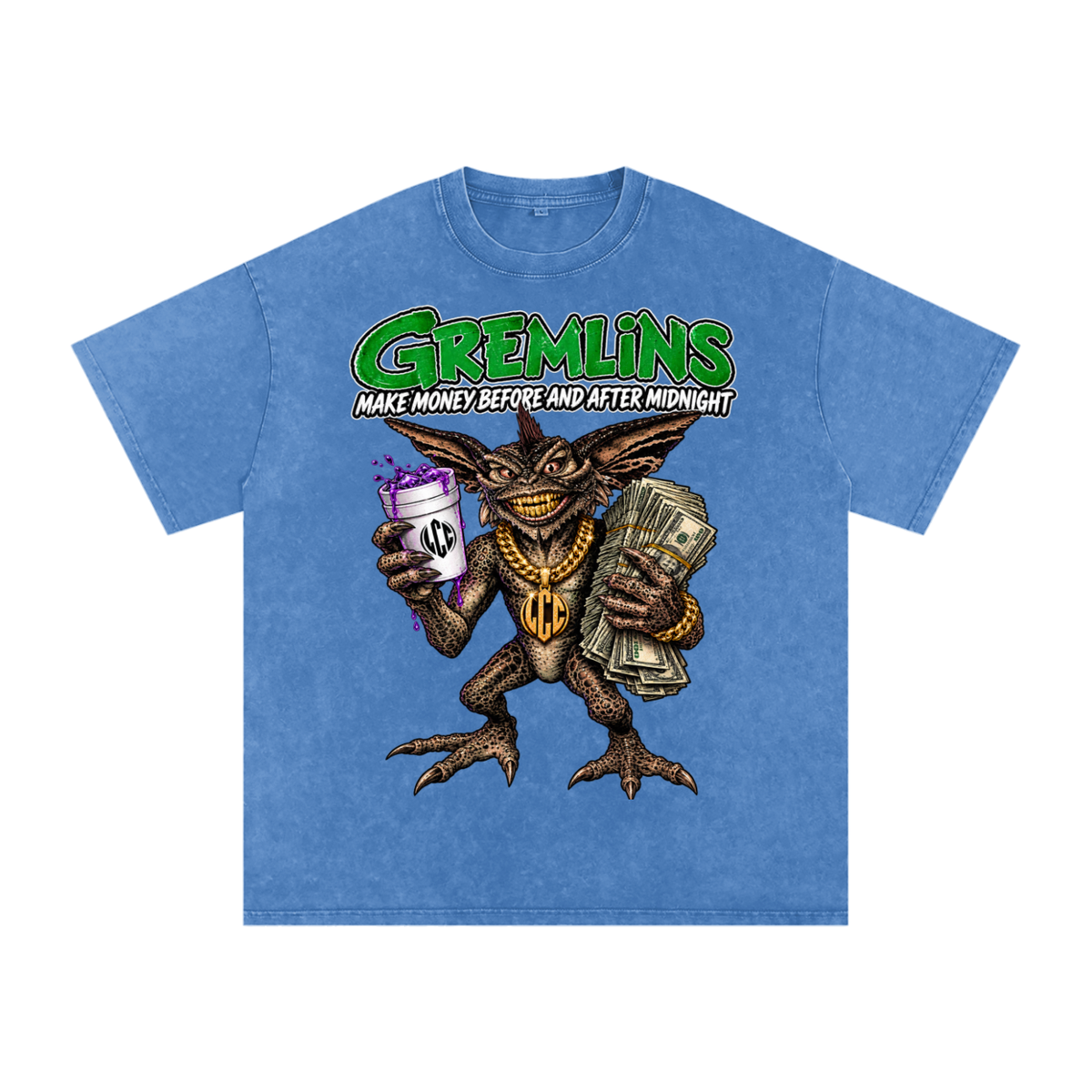 GREMLINS Snow Washed Oversized Cotton T-Shirt