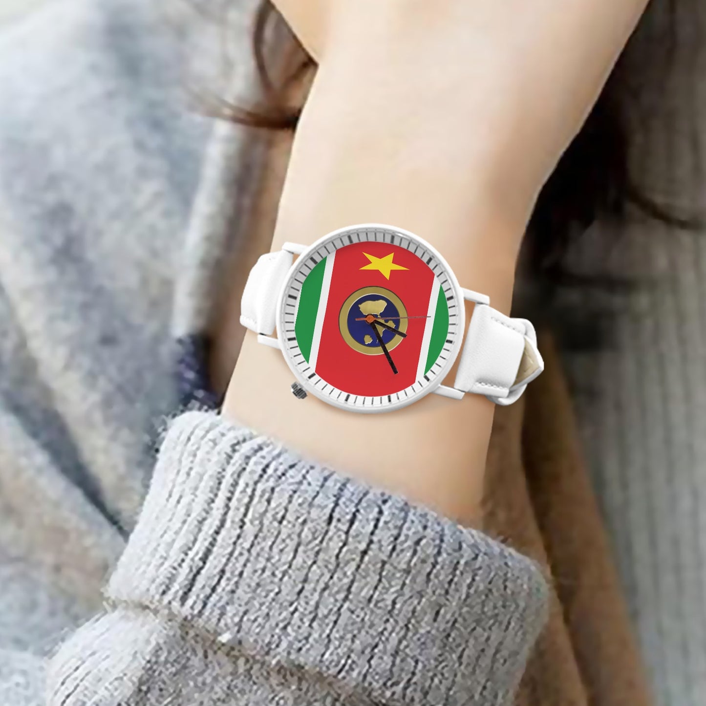 GUADELOUPE Unisex Leather Strap Watch