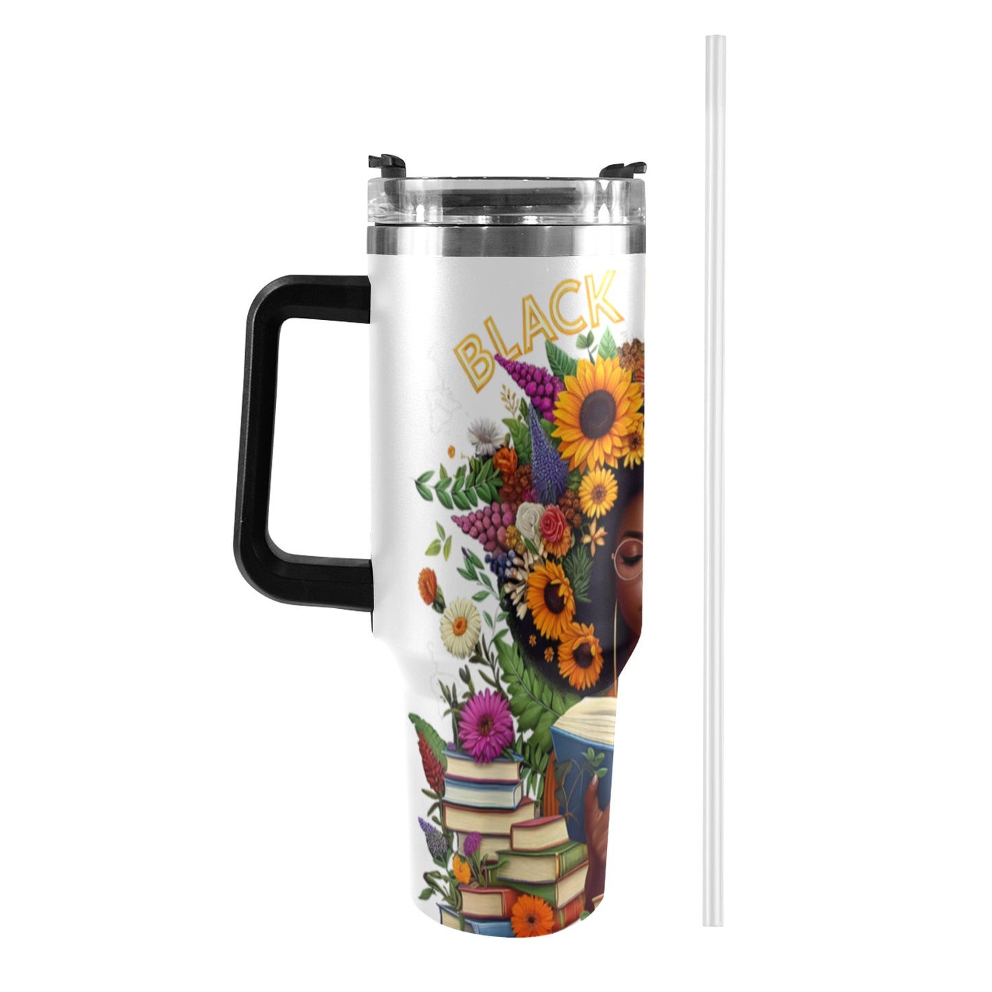 BLACC HISTORY FLOWER 40oz Tumbler with Black Handle