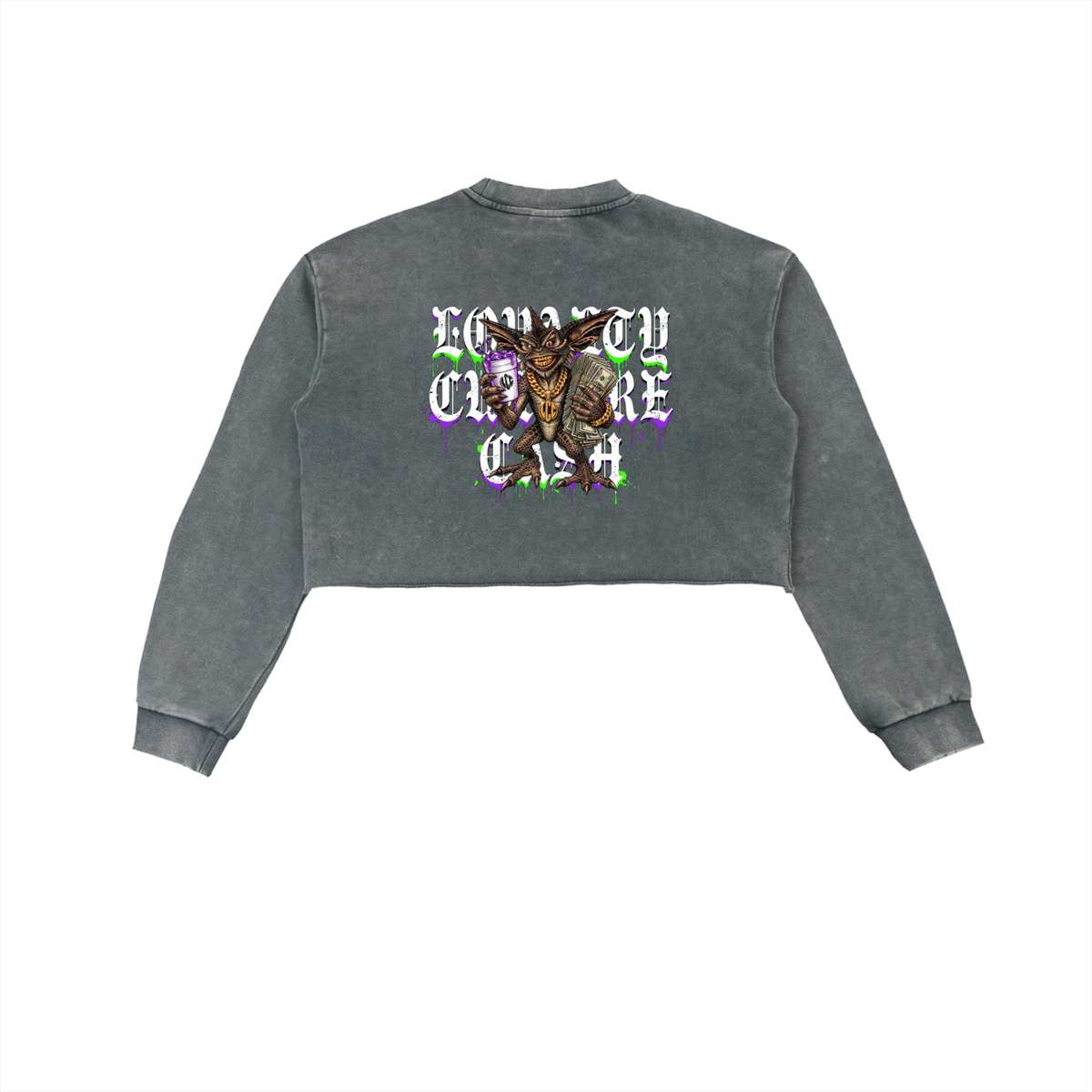 GREMLINS Snow Washed Cropped Sweatshirt