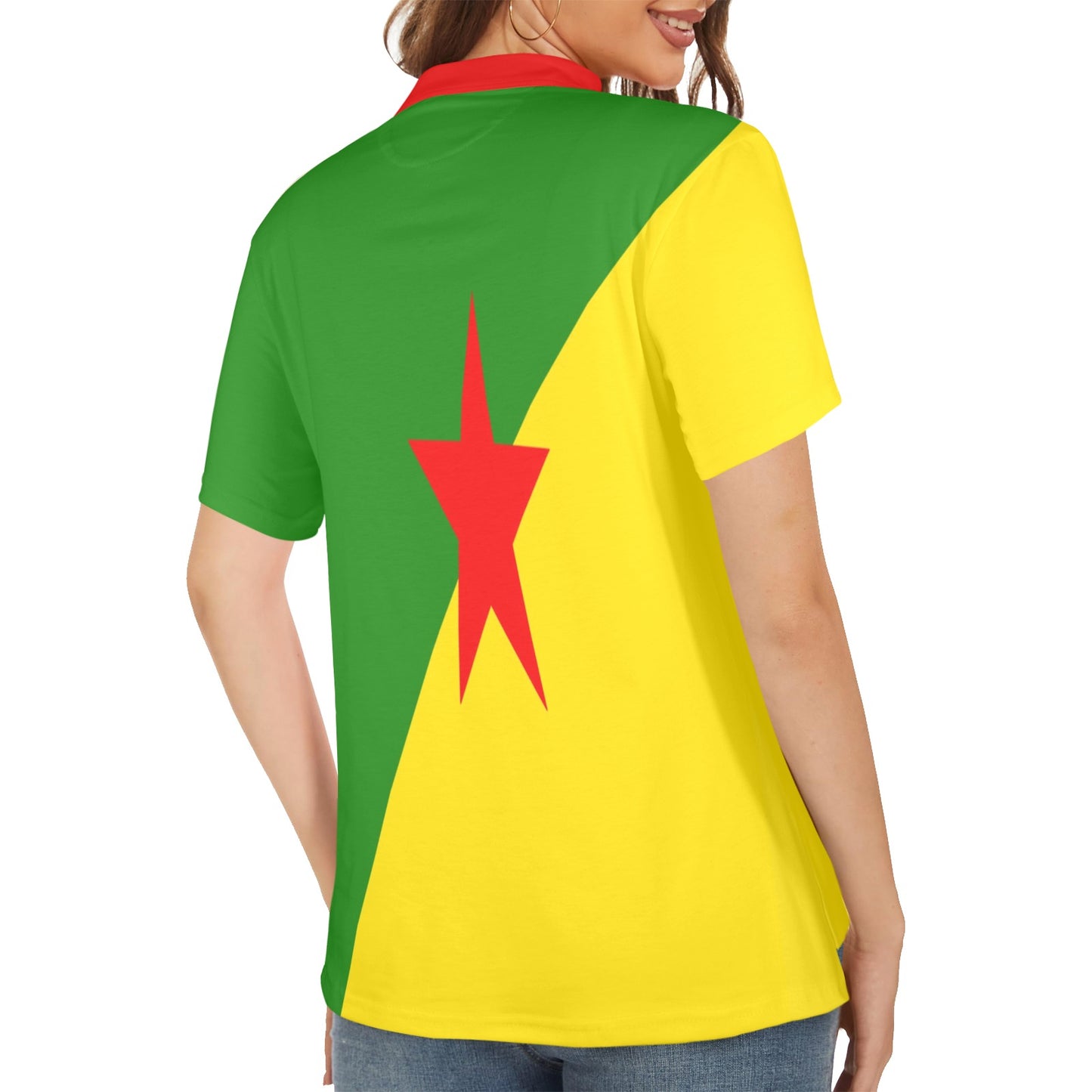 GUYANE FLAG Women's All Over Print Polo Shirt (Model T55)