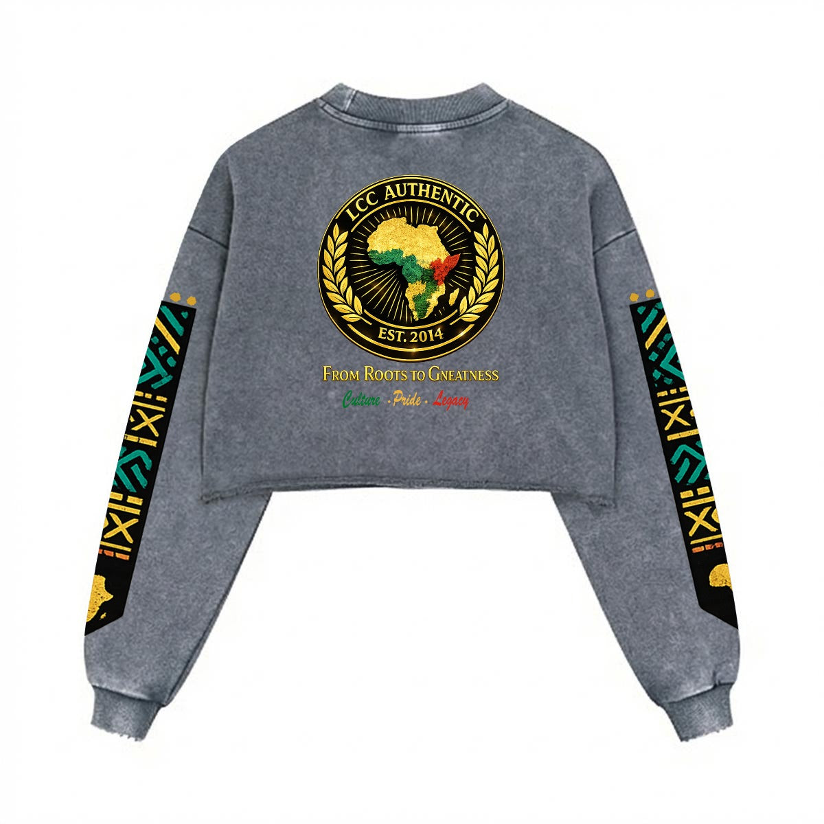 AFRICAN PRIDE Women’s Cropped Distressed Sweatshirt