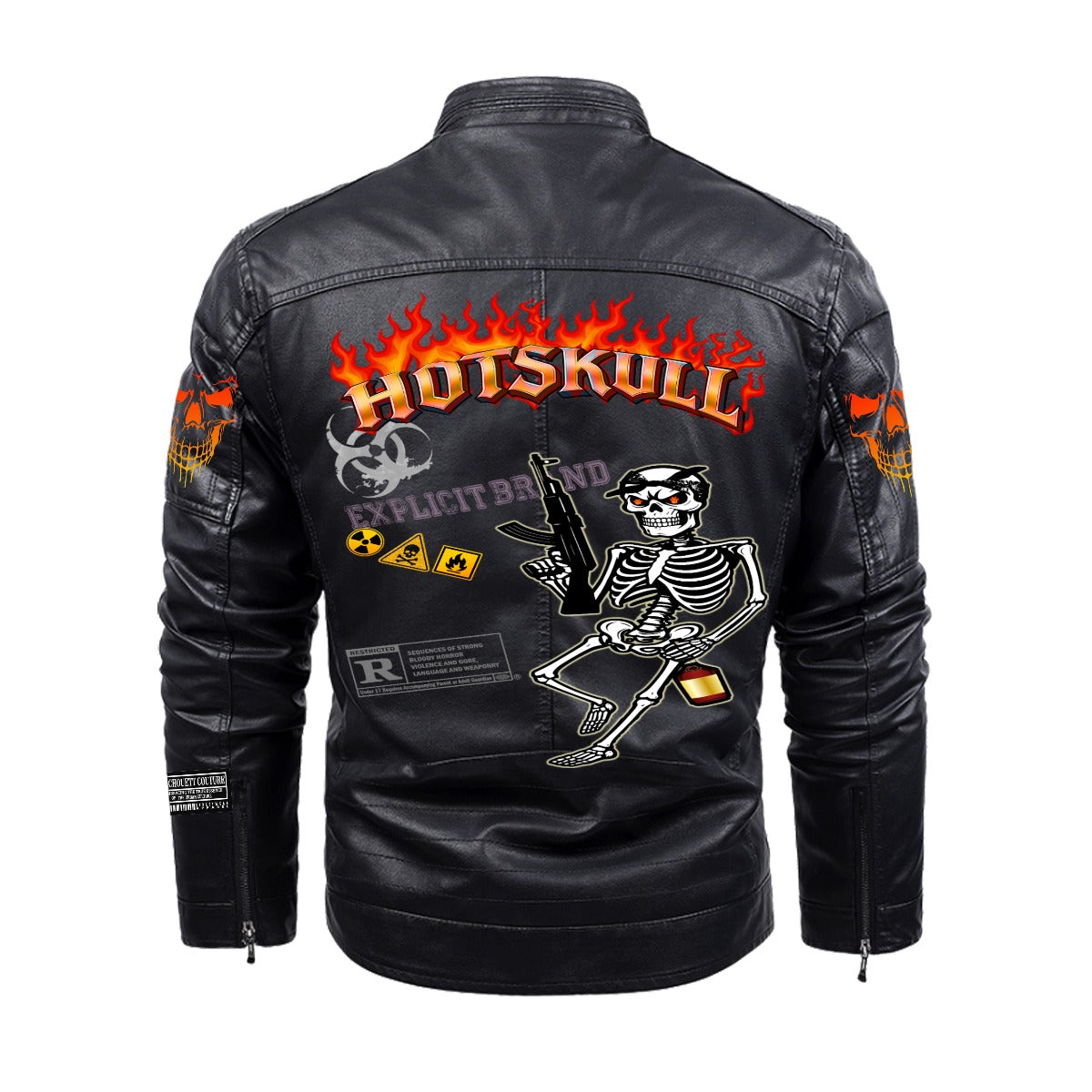 HOTSKULL Decorative Zipper Leather Jacket (DTF)