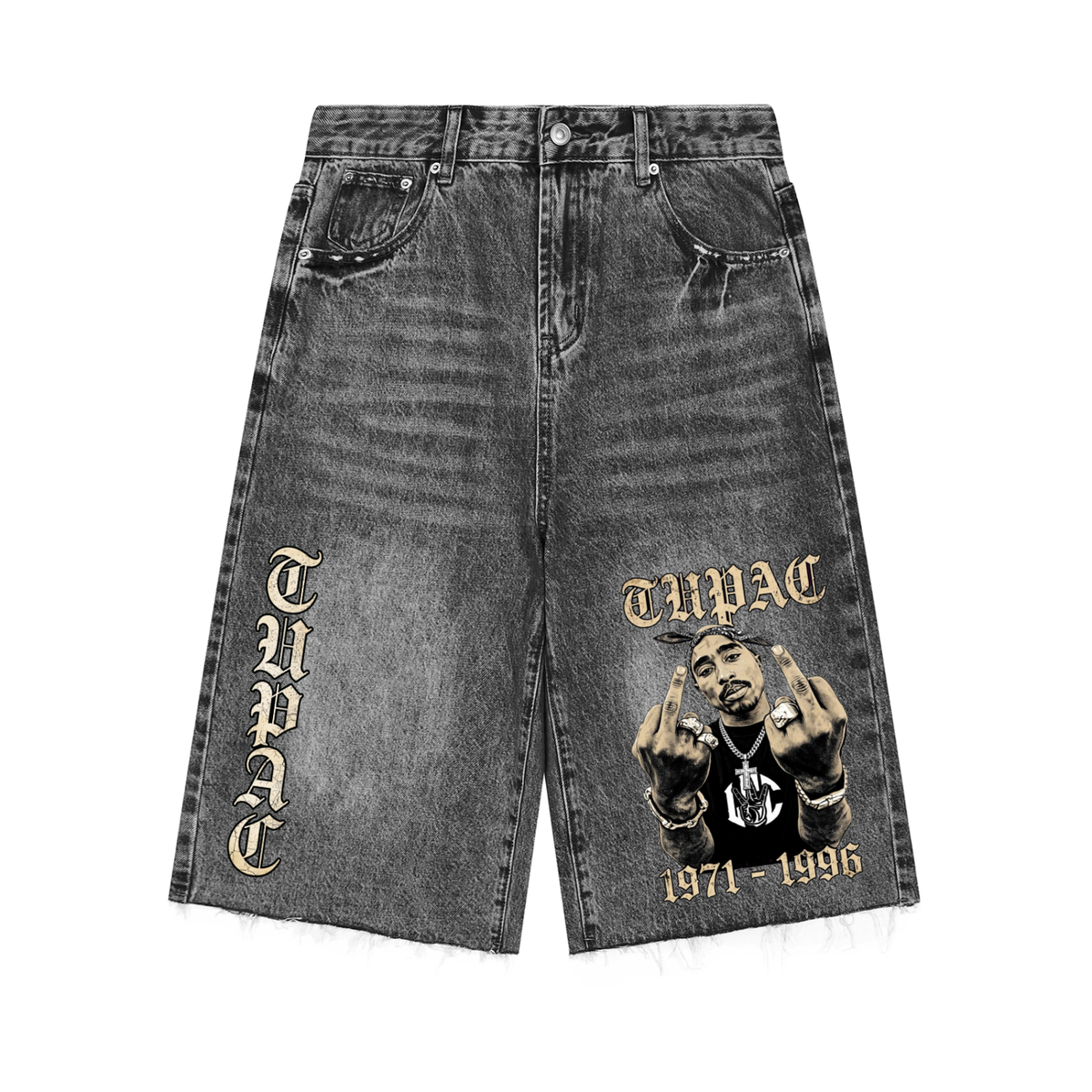 TUPAC Vintage Wide Leg Denim Shorts
