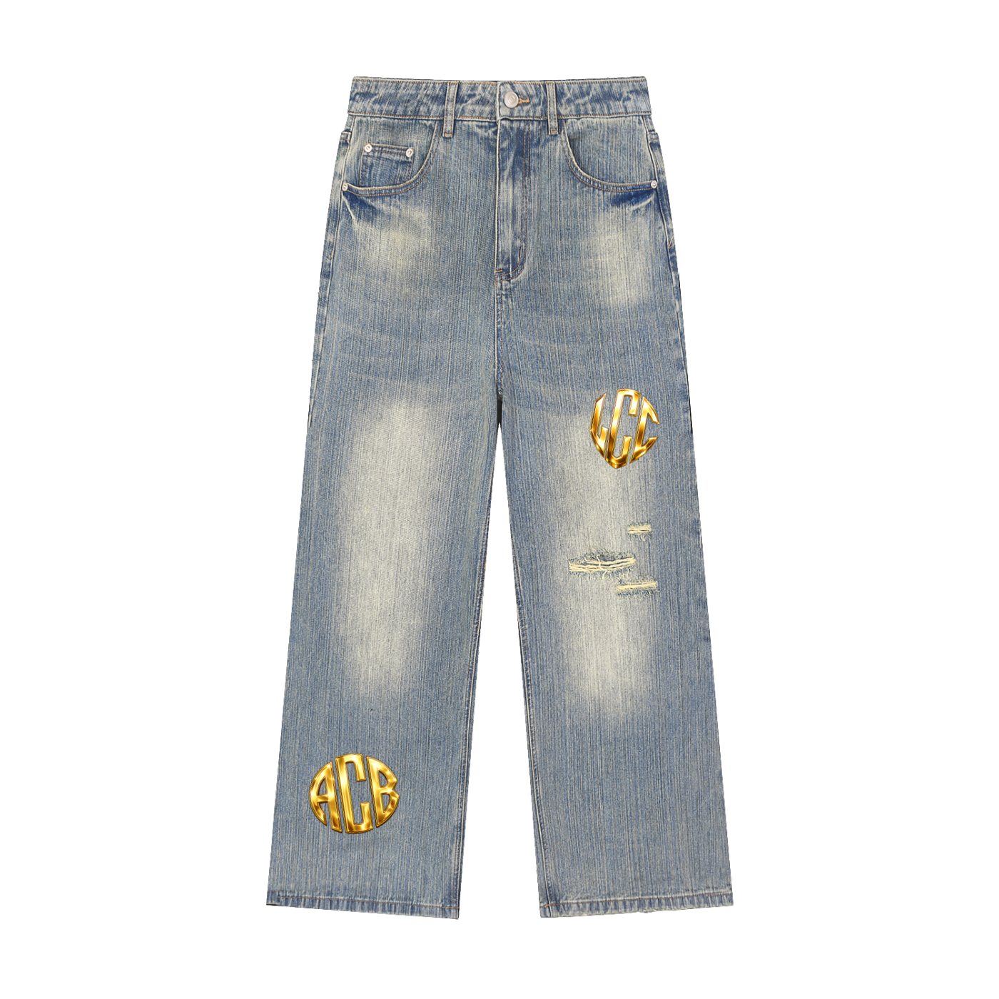 LCC AUTHENTIC GOLD Vintage Wash Distressed Denim Jeans