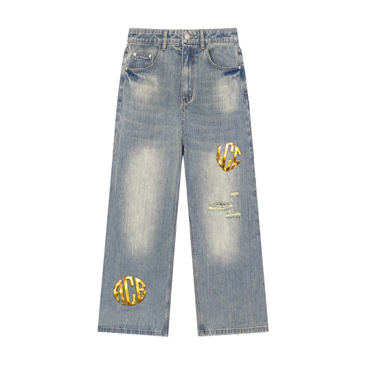 LCC AUTHENTIC GOLD Vintage Wash Distressed Denim Jeans