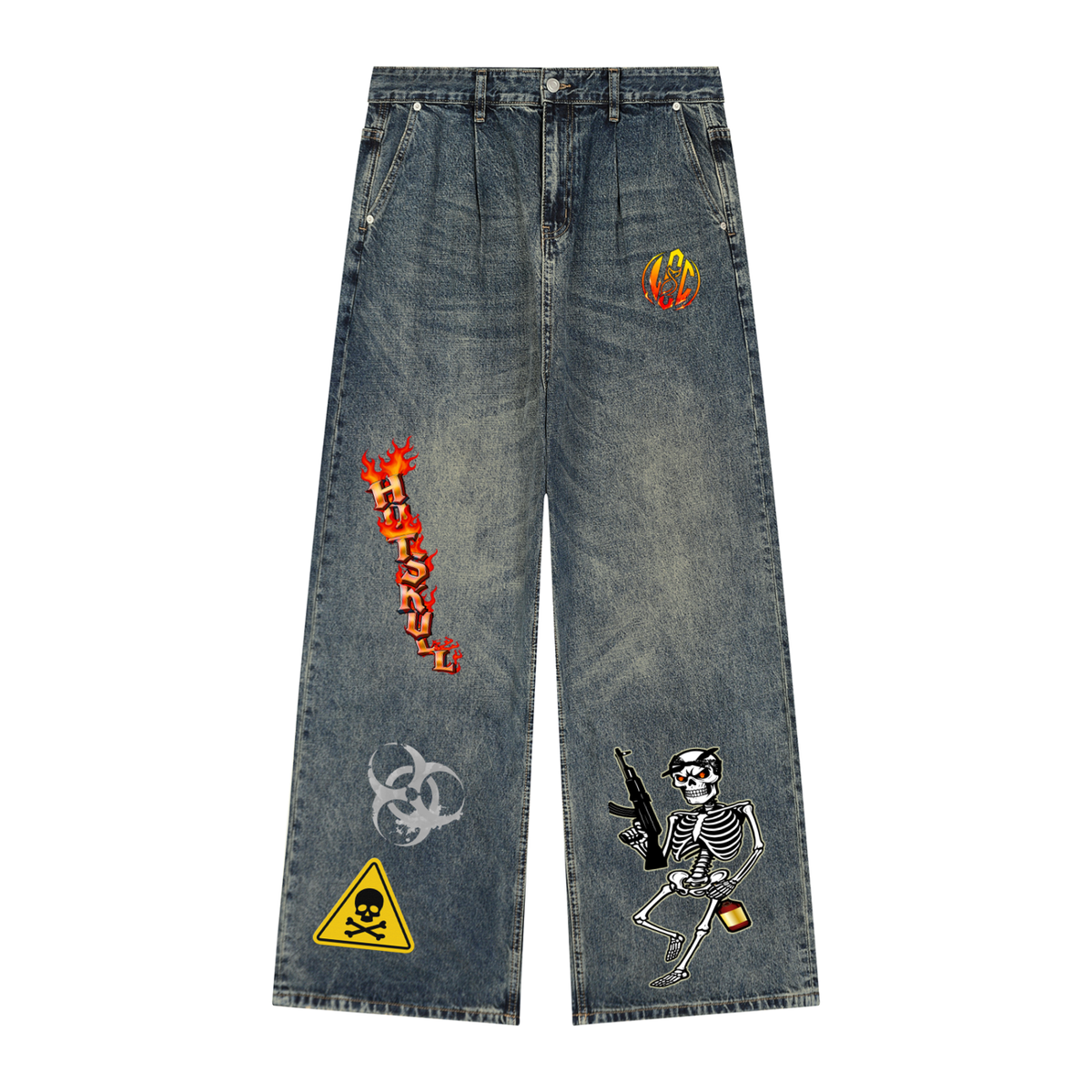 LCC HOTSKULL Vintage Wash Denim Jeans