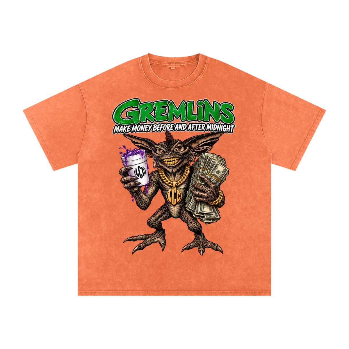 GREMLINS Snow Washed Oversized Cotton T-Shirt