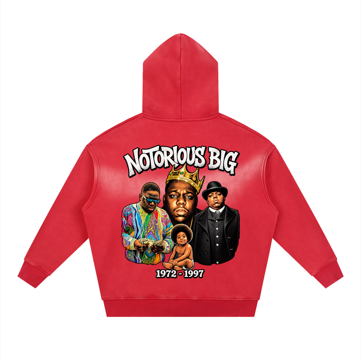 NOTORIOUS BIG Sunfade Two-way Zipper Boxy Fleece Hoodie