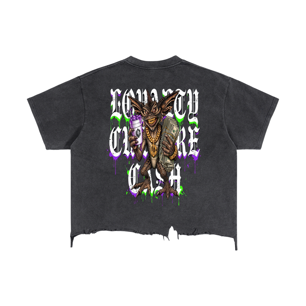 GREMLINS Vintage Wash Boxy Distressed Hem T-Shirt