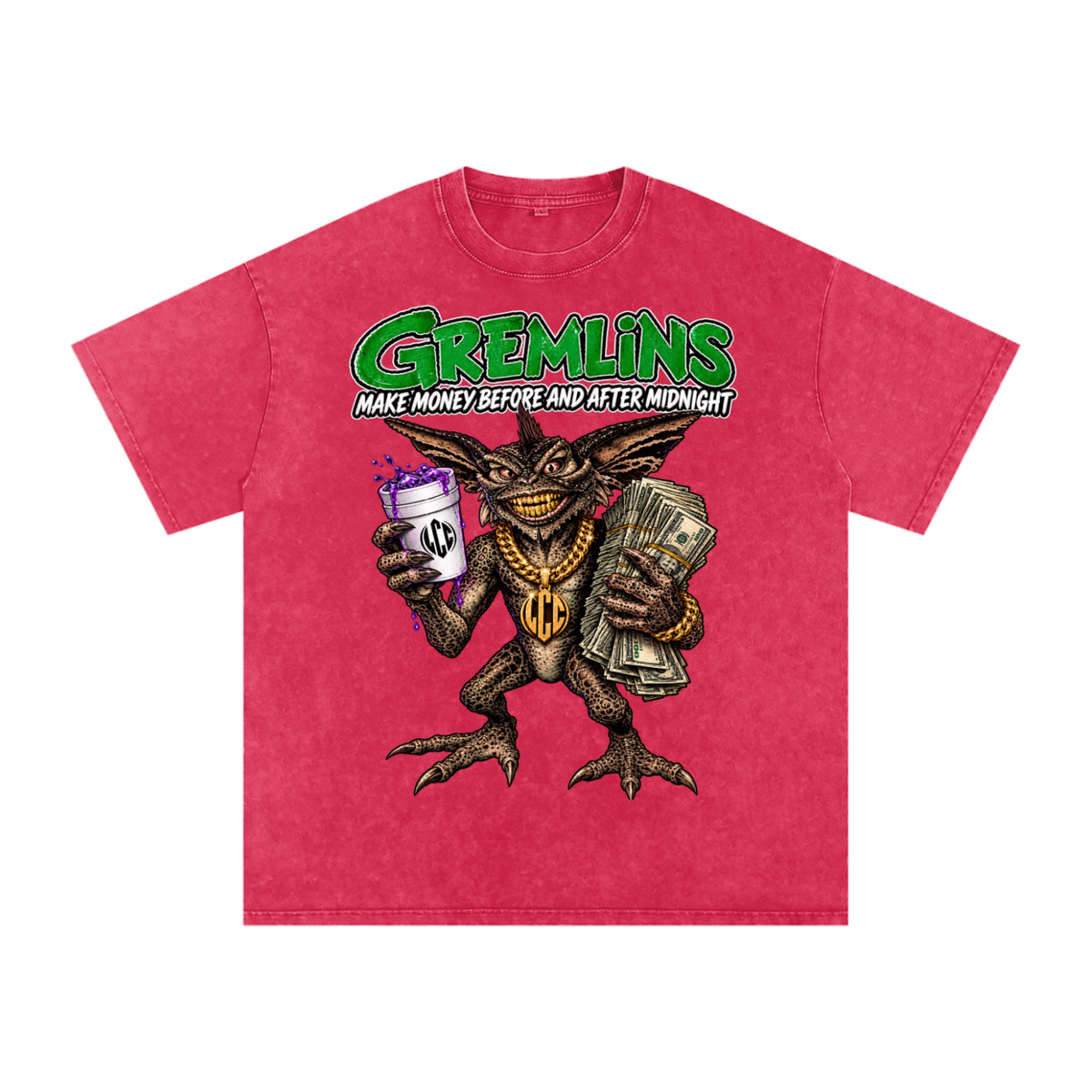 GREMLINS Snow Washed Oversized Cotton T-Shirt
