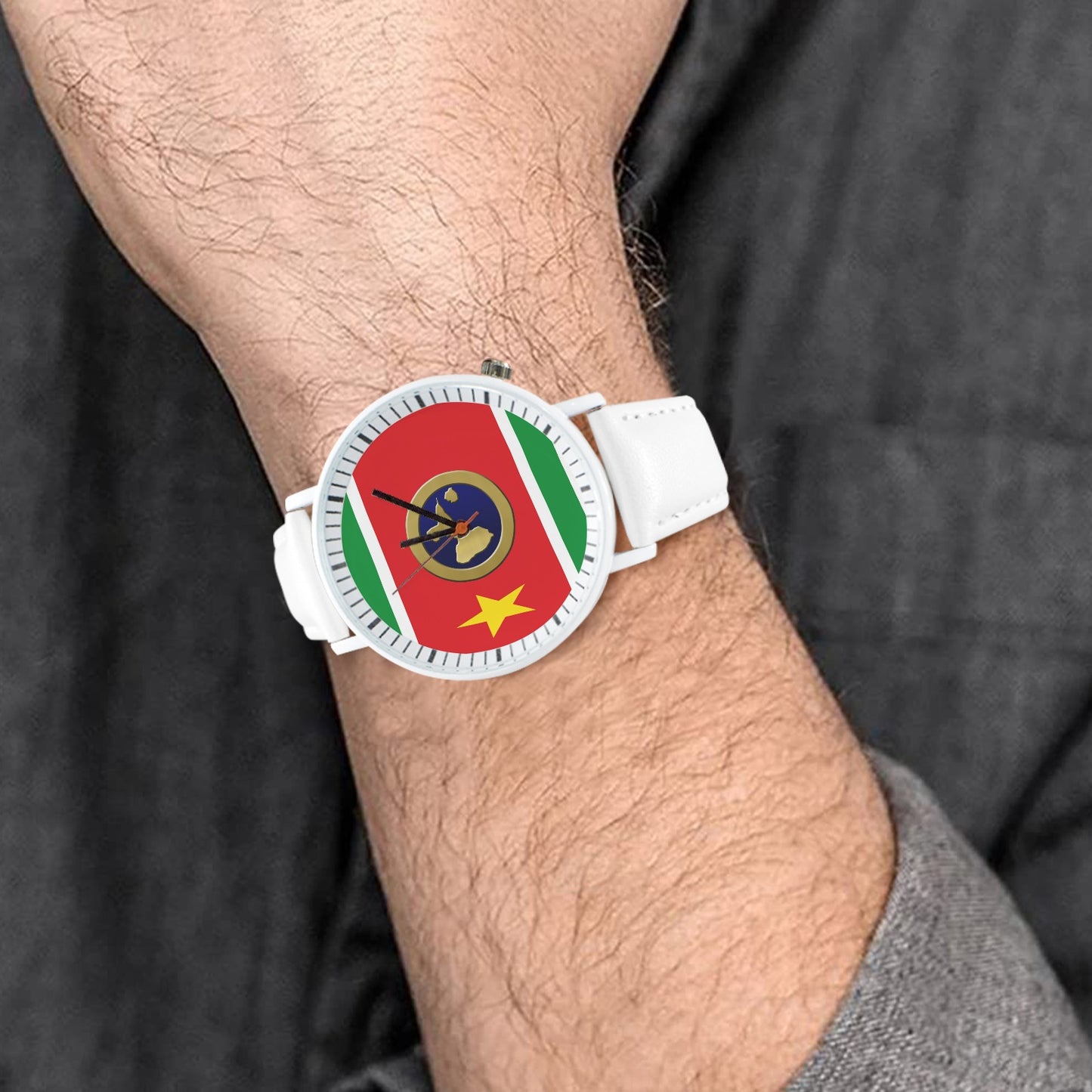 GUADELOUPE Unisex Leather Strap Watch
