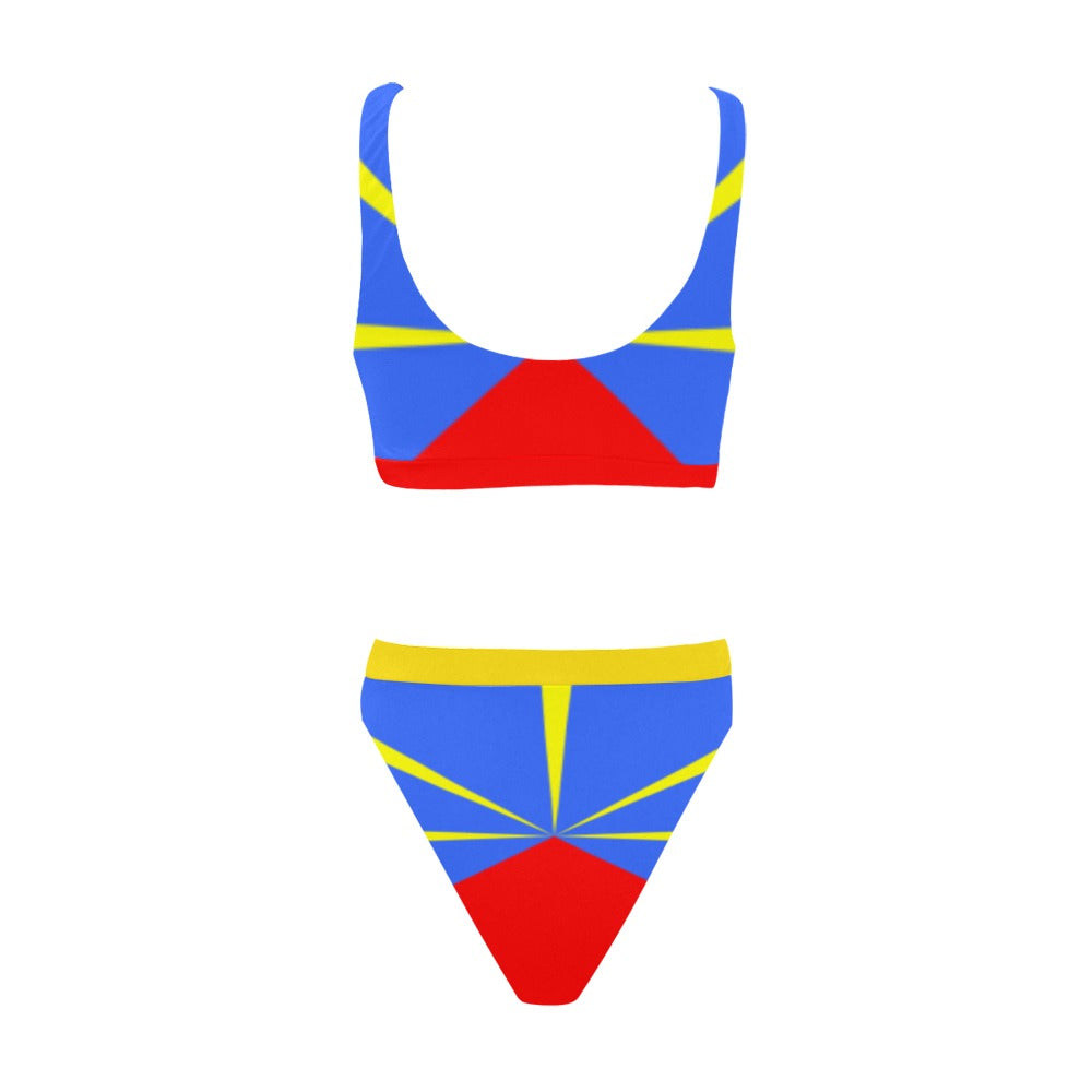 LA REUNION FLAG Sport Top Bikini Swimsuit