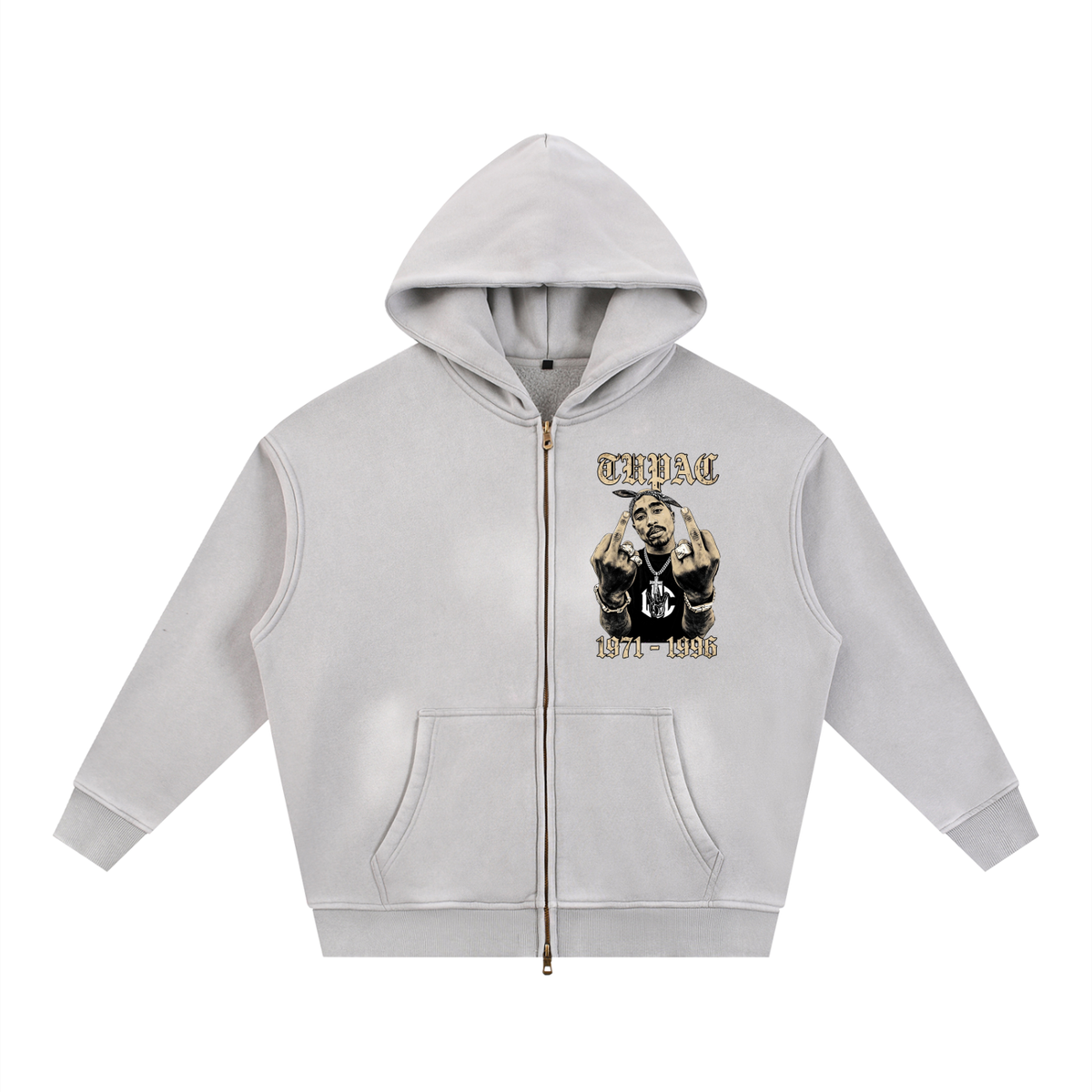 TUPAC Sunfade Zipper Boxy Hoodie