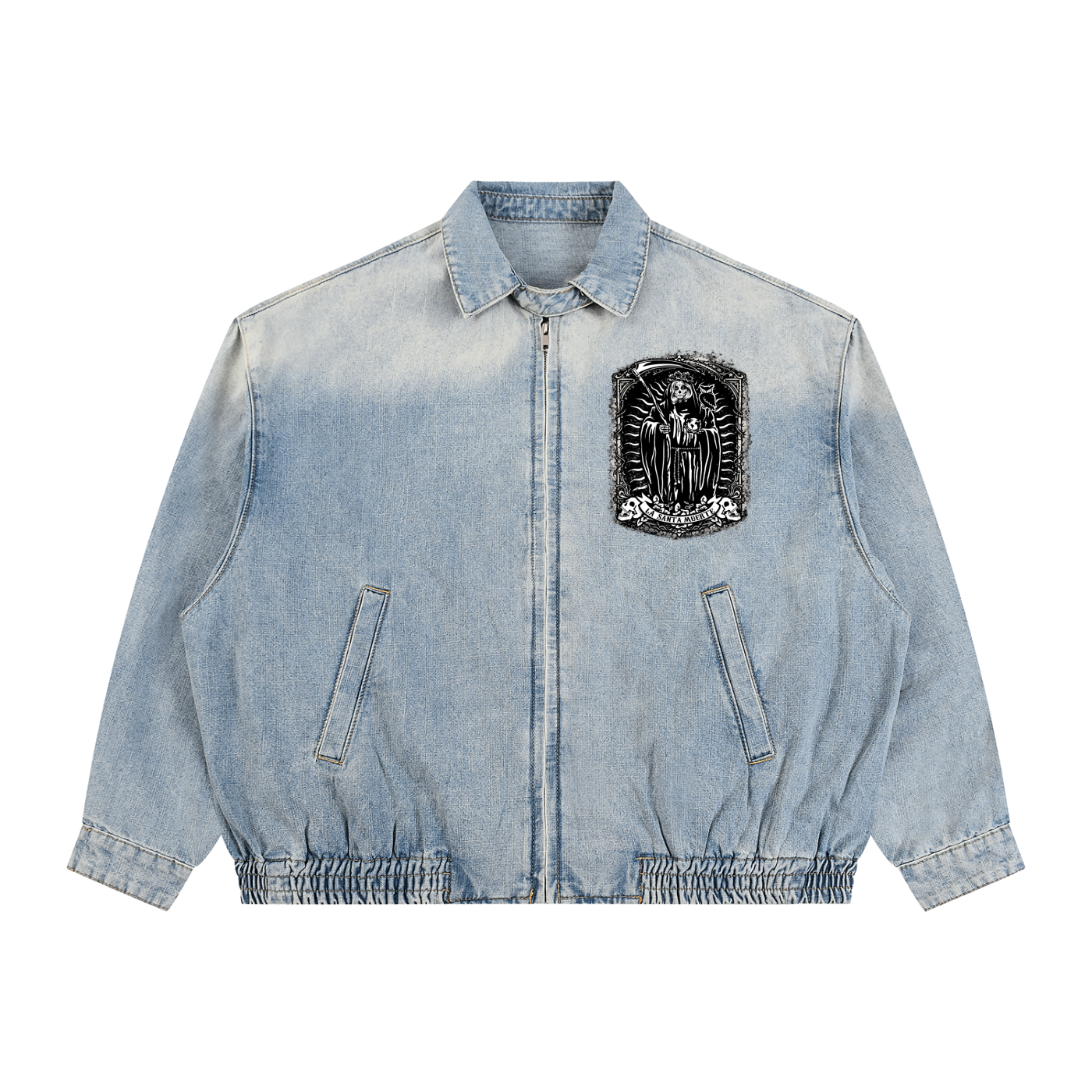 LA SANTA MUERTE  Vintage Wash Denim Jacket