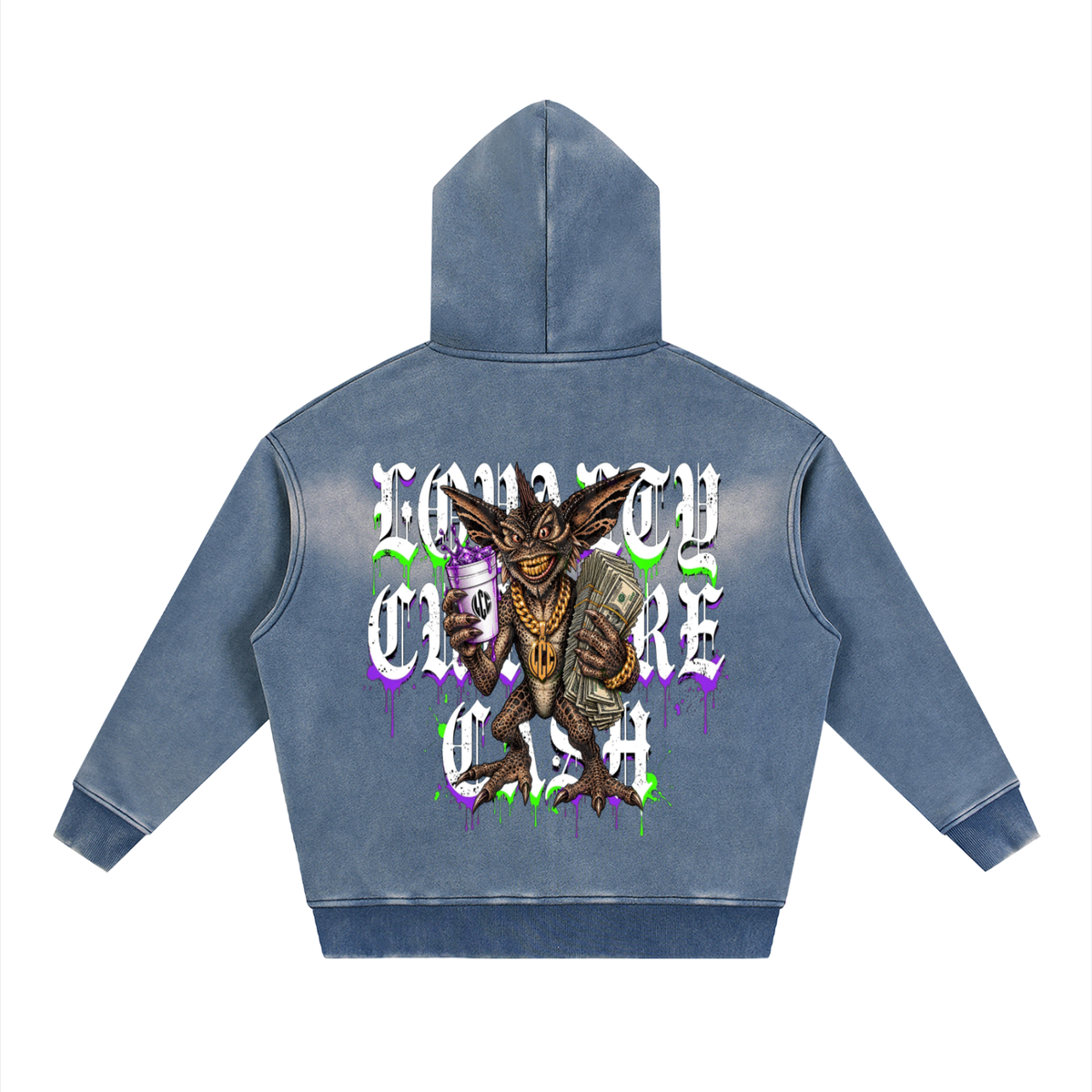 GREMLINS Sunfade Two-way Zipper Boxy Fleece Hoodie